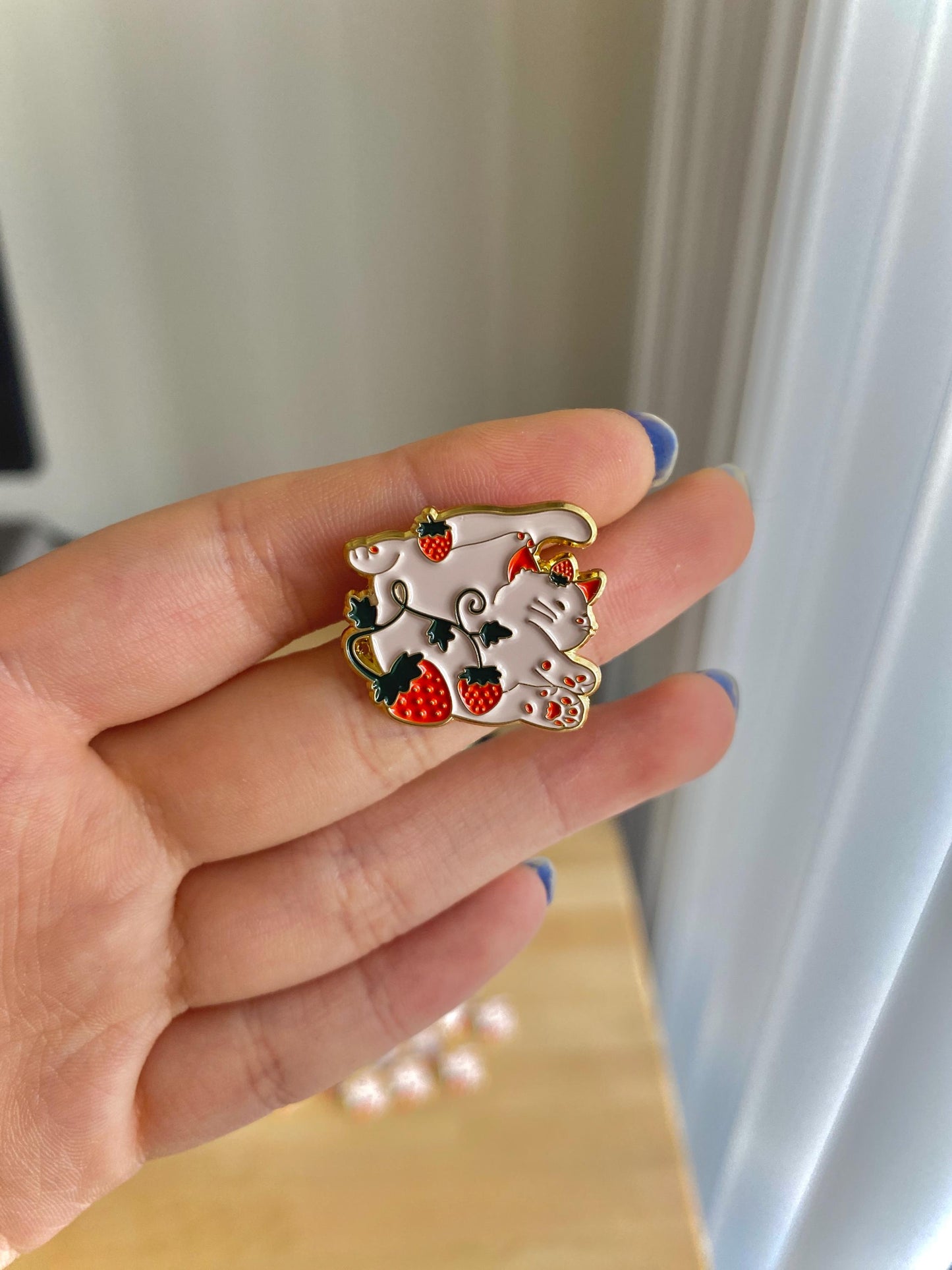Strawberry Cat Enamel Pins | Strawberry Cat Pin | Cute Strawberry Cat | Cat Enamel Pin | Animal Enamel Pin | Strawberry Cat | Cute Cat Pin
