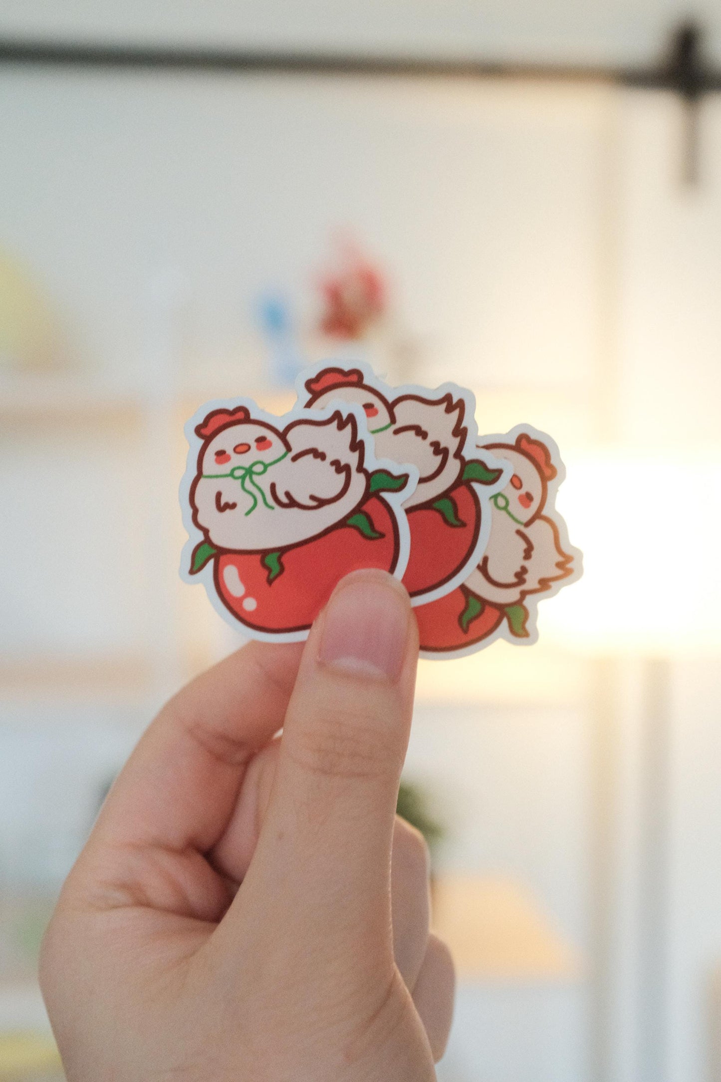 Cute Chicken Tomato Sticker | Chicken Sticker | Chicken Sitting On Tomato | Tomato Stickers | Cute Animal Stickers | Cute chicken sticker