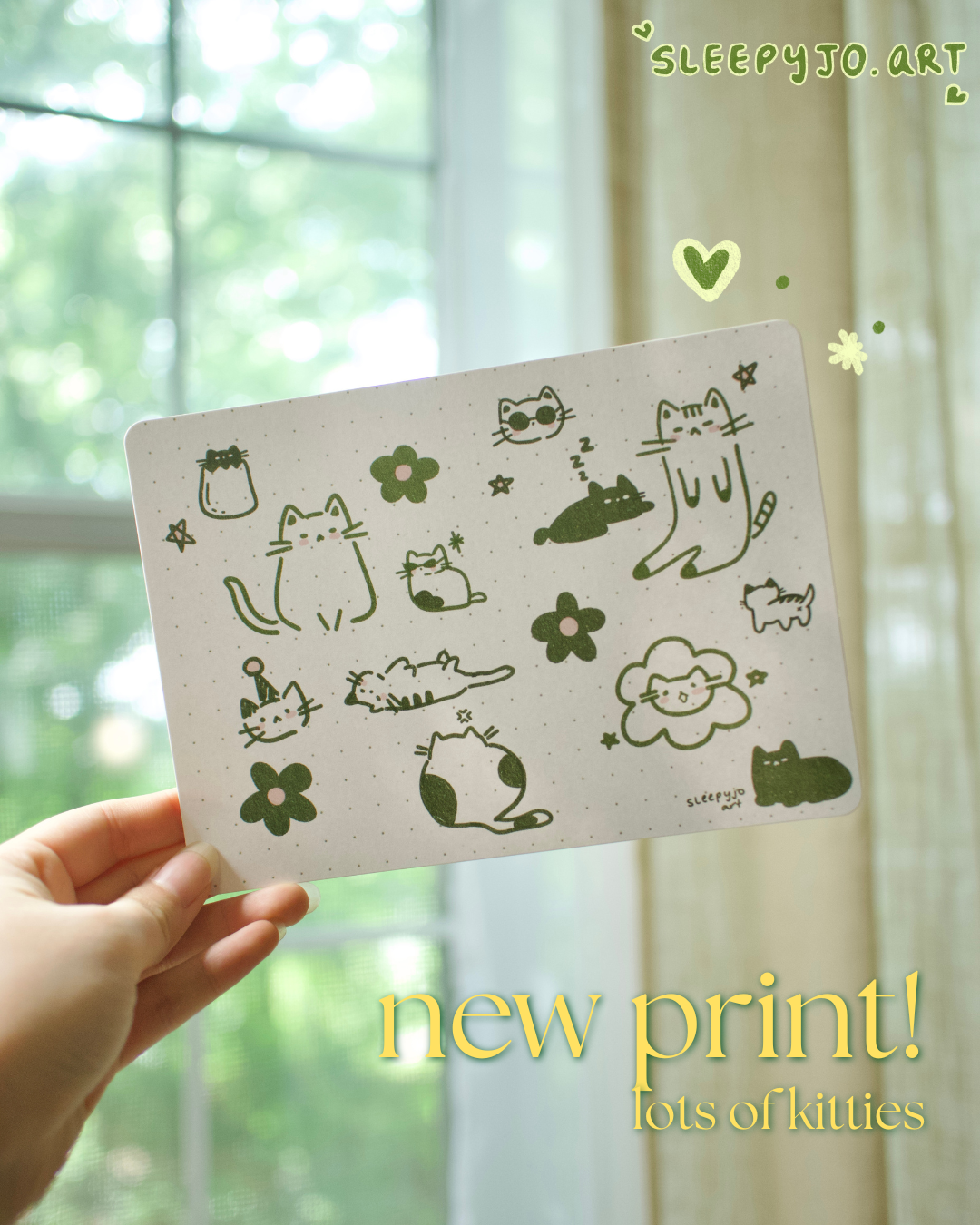 So many kitties! Art print, postcard, birthday card