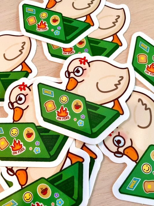 Laptop Duck | Duck Sticker | Funny Duck Sticker | Cute Duck Sticker | Angry Duck Sticker | Laptop Sticker | Glossy Vinyl Sticker