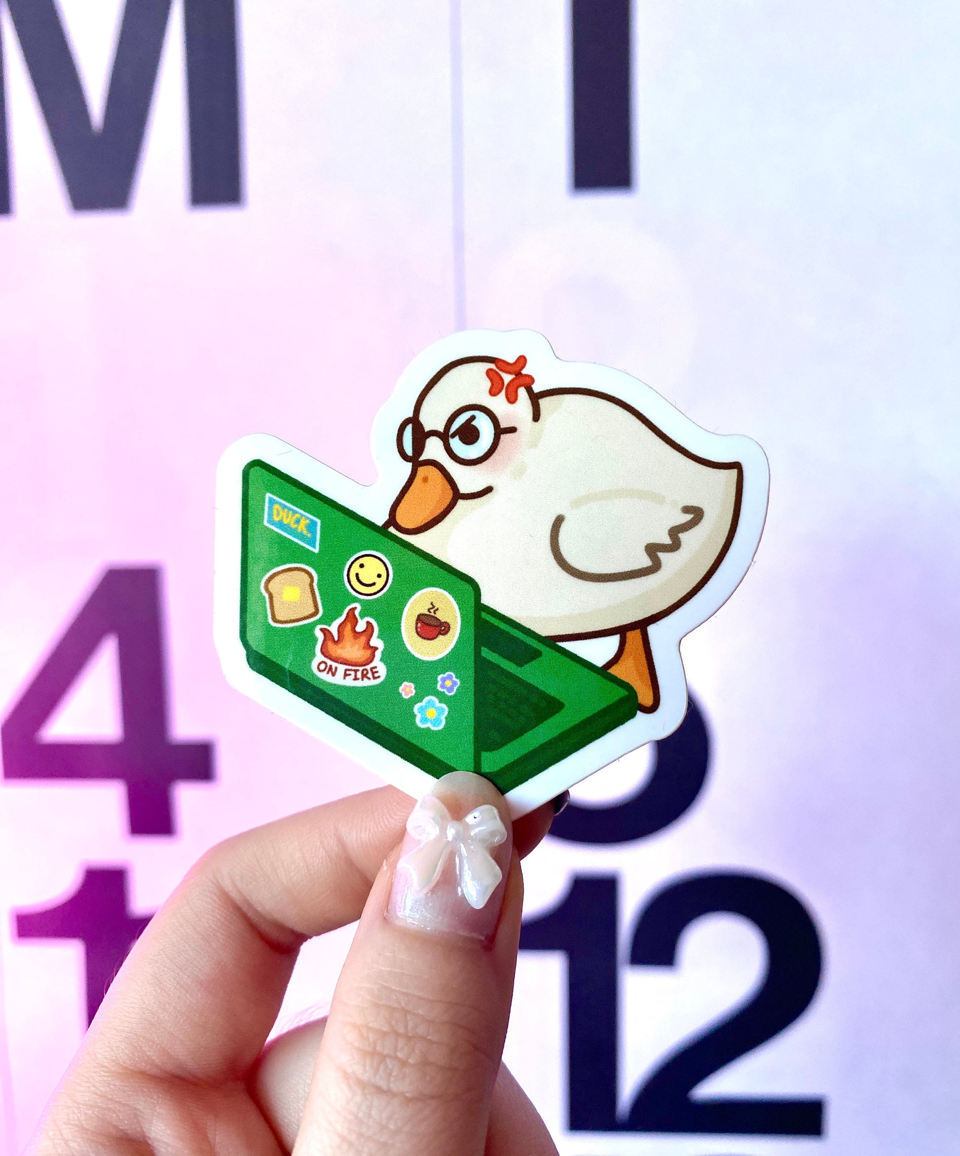Laptop Duck | Duck Sticker | Funny Duck Sticker | Cute Duck Sticker | Angry Duck Sticker | Laptop Sticker | Glossy Vinyl Sticker