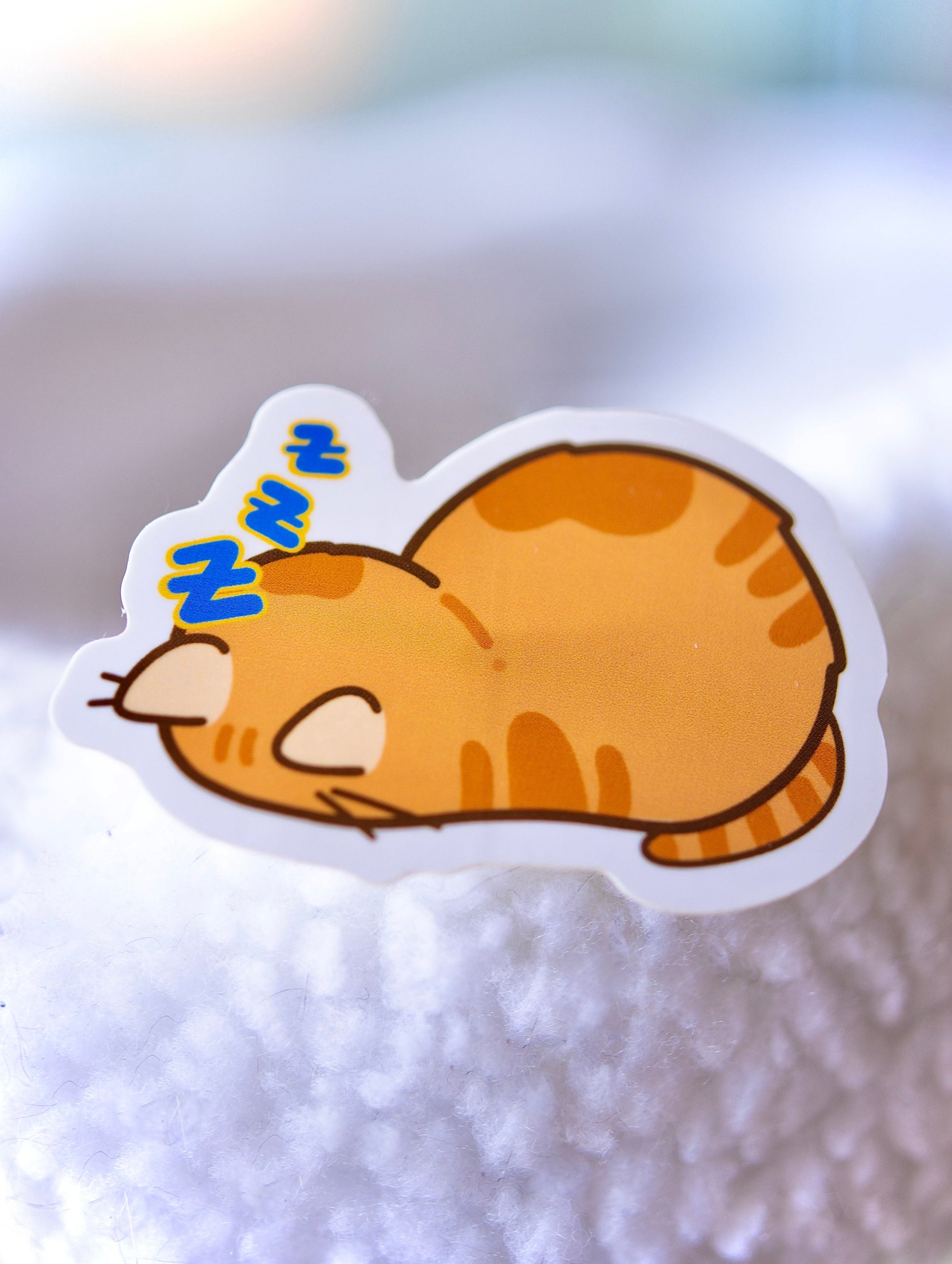 Orange Sleepy Cat Sticker | Cute Cat Sticker | Cat Loaf Sticker | Sleeping Cat Sticker | Funny Cat Stickers | Laptop Sticker | Vinyl Sticker