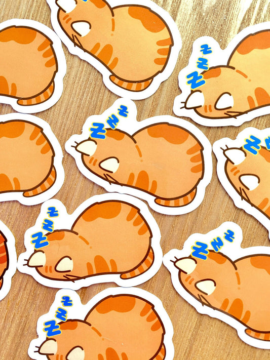 Orange Sleepy Cat Sticker | Cute Cat Sticker | Cat Loaf Sticker | Sleeping Cat Sticker | Funny Cat Stickers | Laptop Sticker | Vinyl Sticker