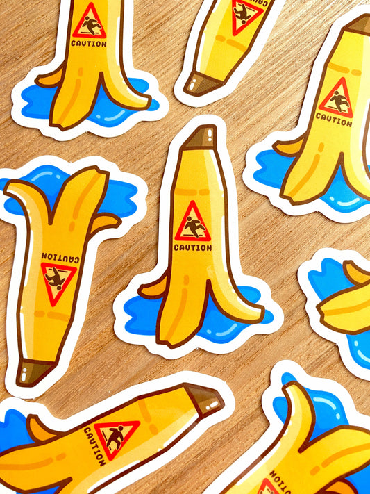 Banana Caution Sign Sticker | Banana Sticker | Caution Sign Sticker | Funny Stickers | Laptop Sticker | Waterbottle Sticker | Vinyl Sticker