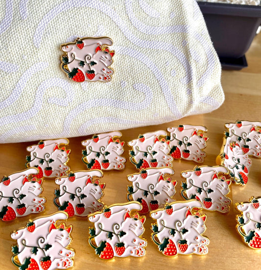Strawberry Cat Enamel Pins | Strawberry Cat Pin | Cute Strawberry Cat | Cat Enamel Pin | Animal Enamel Pin | Strawberry Cat | Cute Cat Pin