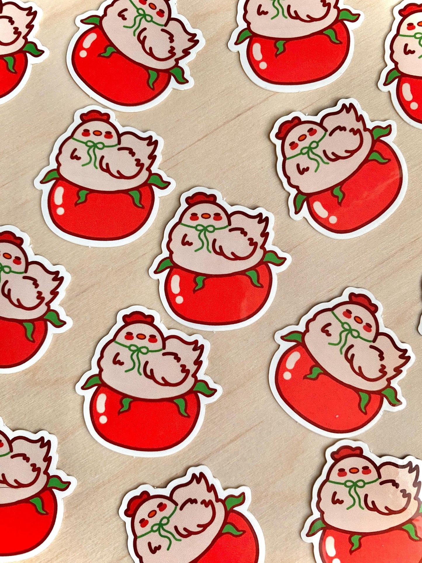 Cute Chicken Tomato Sticker | Chicken Sticker | Chicken Sitting On Tomato | Tomato Stickers | Cute Animal Stickers | Cute chicken sticker