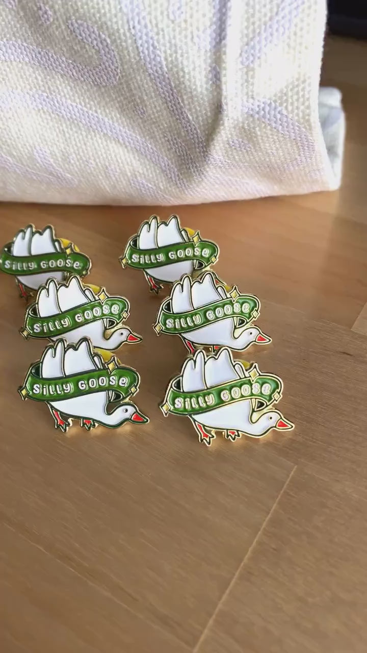 Silly Goose Enamel Pins | Silly Goose Pins | Bird Enamel Pins | Goose Enamel Pins | Cute Animal Pins | Animal Enamel Pins | Bird Pins