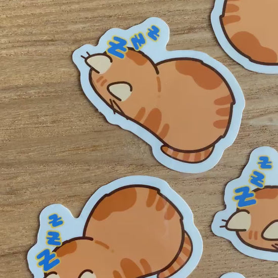 Orange Sleepy Cat Sticker | Cute Cat Sticker | Cat Loaf Sticker | Sleeping Cat Sticker | Funny Cat Stickers | Laptop Sticker | Vinyl Sticker