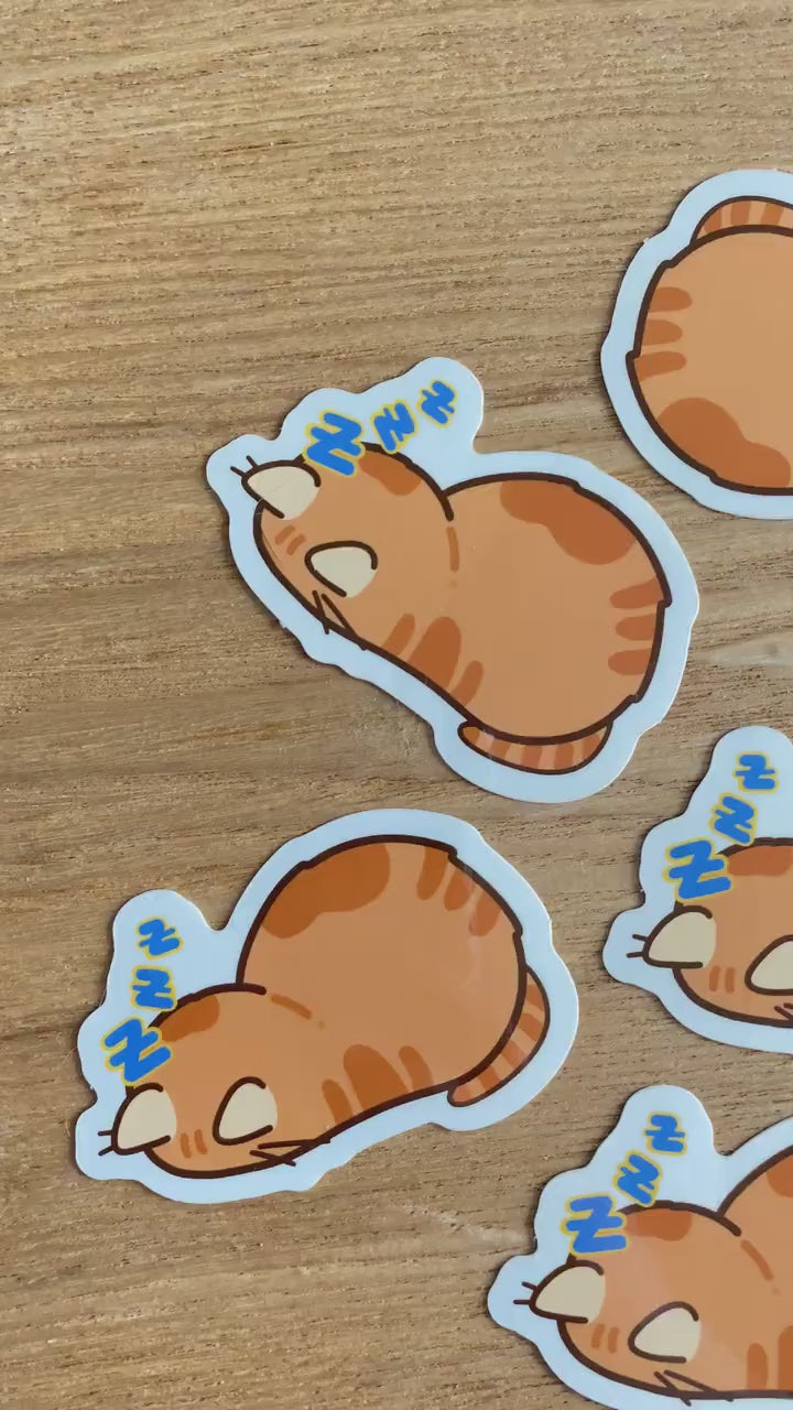 Orange Sleepy Cat Sticker | Cute Cat Sticker | Cat Loaf Sticker | Sleeping Cat Sticker | Funny Cat Stickers | Laptop Sticker | Vinyl Sticker