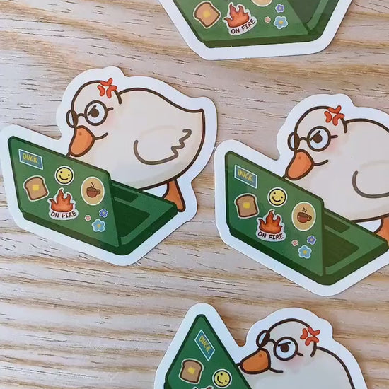 Laptop Duck | Duck Sticker | Funny Duck Sticker | Cute Duck Sticker | Angry Duck Sticker | Laptop Sticker | Glossy Vinyl Sticker