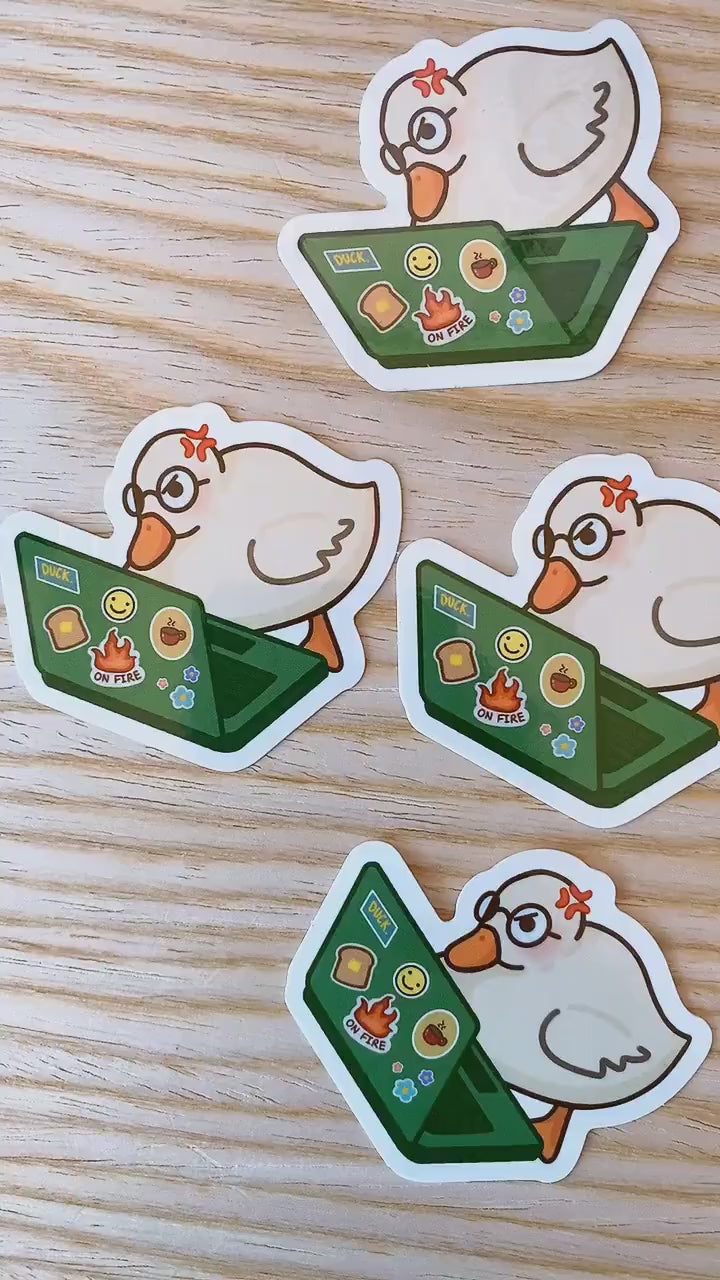 Laptop Duck | Duck Sticker | Funny Duck Sticker | Cute Duck Sticker | Angry Duck Sticker | Laptop Sticker | Glossy Vinyl Sticker